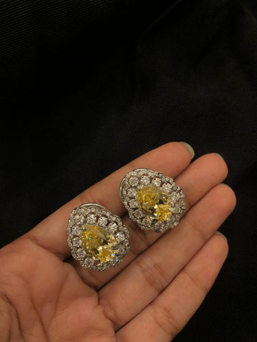 Yellow Sapphire Statement Silver Earrings